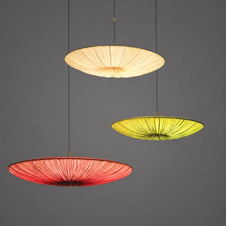 Pleated Silk Pendant – Adjustable Cable Light with Soft Ambient Glow