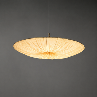 Pleated Silk Pendant – Adjustable Cable Light with Soft Ambient Glow