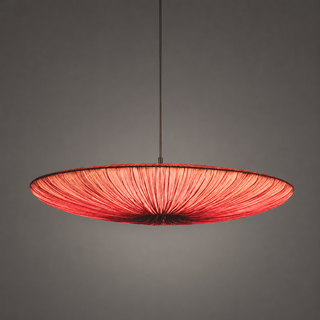 Pleated Silk Pendant – Adjustable Cable Light with Soft Ambient Glow