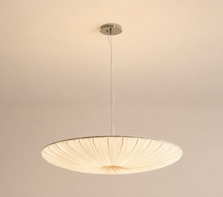 Pleated Silk Pendant – Adjustable Cable Light with Soft Ambient Glow