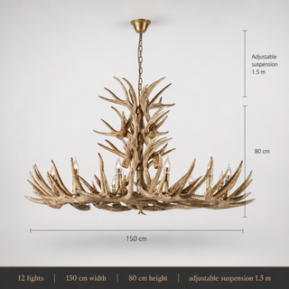 Resin Antler Chandelier – Botanical Style Ceiling Pendant Light With Durable Lacquered Frame