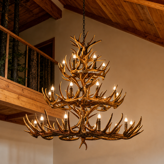 Resin Antler Chandelier – Botanical Style Ceiling Pendant Light With Durable Lacquered Frame