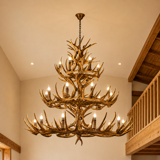 Resin Antler Chandelier – Botanical Style Ceiling Pendant Light With Durable Lacquered Frame