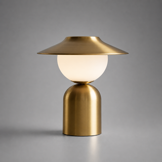 Decorative Table Lamp – Opal Glass Globe with Gold Metal Base | Soft Accent Lighting