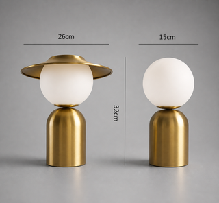 Decorative Table Lamp – Opal Glass Globe with Gold Metal Base | Soft Accent Lighting