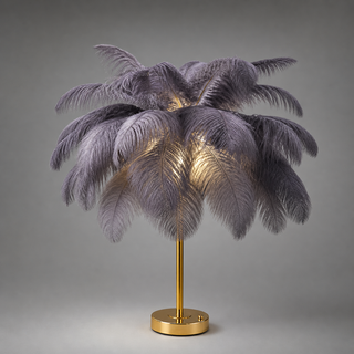 Feather Table Lamp – Decorative Ostrich Feather Lamp with Touch Control Lighting