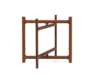 chelsea folding table premium walnut wood coffee table removable italian leather trays lifestyle view