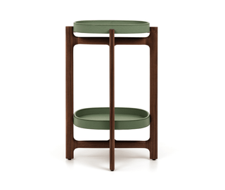 chelsea folding table premium walnut wood coffee table removable italian leather trays top view
