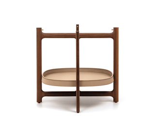 chelsea folding table premium walnut wood coffee table removable italian leather trays set view