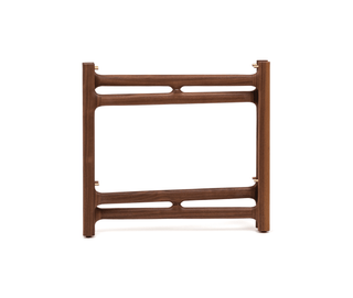 chelsea folding table premium walnut wood coffee table removable italian leather trays angle view