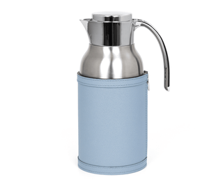 thermal carafe stainless steel insulated coffee pot leather cover 600ml side view