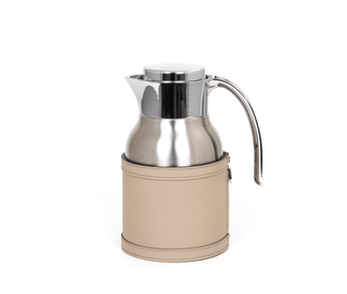 thermal carafe stainless steel insulated coffee pot leather cover 600ml close-up