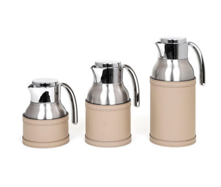 thermal carafe stainless steel insulated coffee pot leather cover 600ml set view