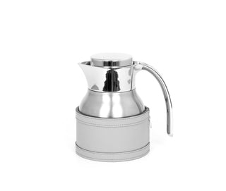 thermal carafe stainless steel insulated coffee pot leather cover 600ml front view