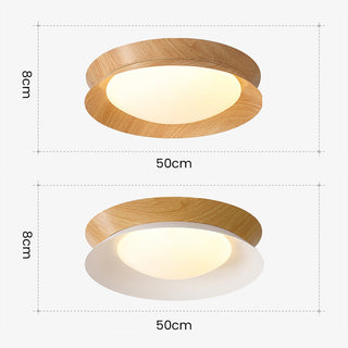 Wood grain ceiling light modern LED – flush mount side view