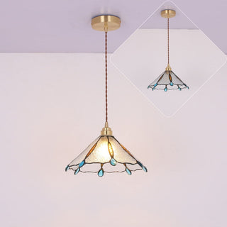 Retro stained glass mini cone pendant — dining room lamp