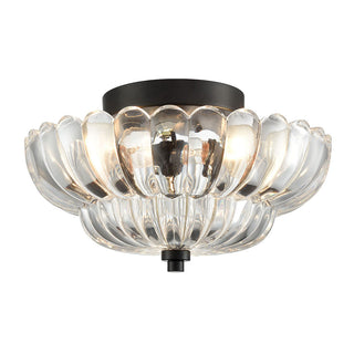 Vintage amber glass ceiling lamp, semi-flush warm glow