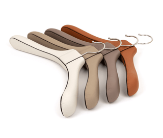 luxury wooden coat hanger premium leather non slip clothes organizer product view