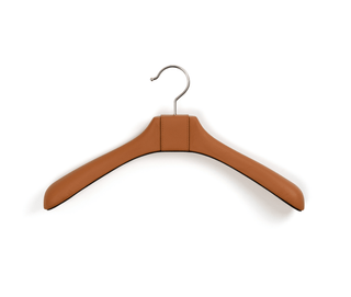 luxury wooden coat hanger premium leather non slip clothes organizer top view