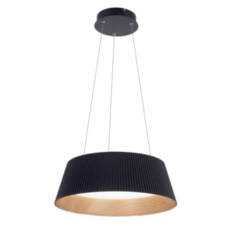 Ribbed pendant lamp — wood interior LED ceiling fixture