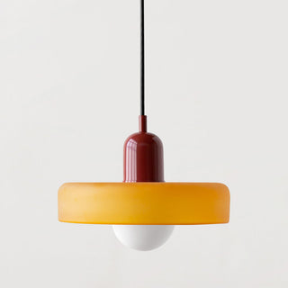 Bauhaus-inspired pendant with geometric colored glass