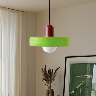 Suspension Bauhaus – Lampe géométrique en verre coloré pour salon