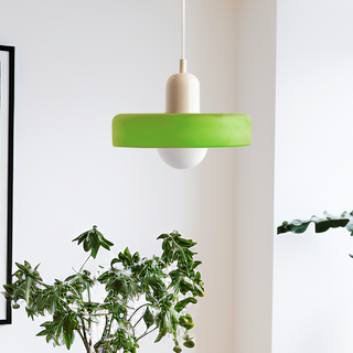 Suspension Bauhaus – Lampe géométrique en verre coloré pour salon