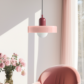 Suspension Bauhaus – Lampe géométrique en verre coloré pour salon