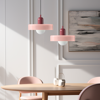 Suspension Bauhaus – Lampe géométrique en verre coloré pour salon
