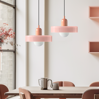 Suspension Bauhaus – Lampe géométrique en verre coloré pour salon