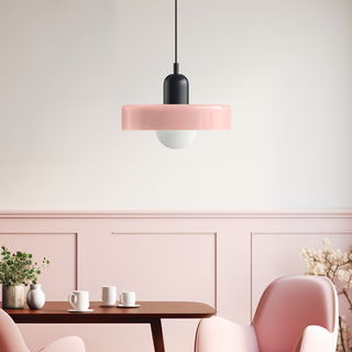 Suspension Bauhaus – Lampe géométrique en verre coloré pour salon