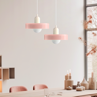 Suspension Bauhaus – Lampe géométrique en verre coloré pour salon