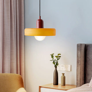 Suspension Bauhaus – Lampe géométrique en verre coloré pour salon