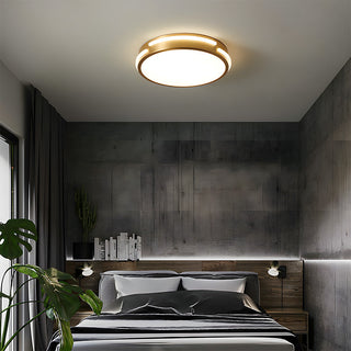 Modern round copper ceiling lamp gold – LED living room