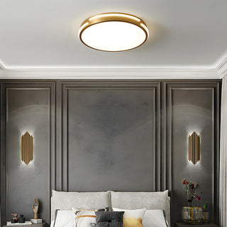 Round LED ceiling lamp copper gold – modern living room