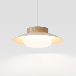 Living room pendant with cream acrylic shade