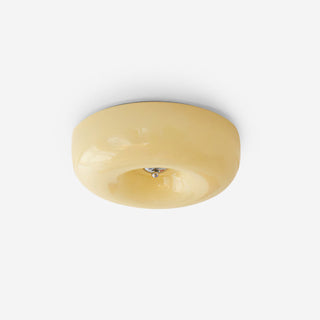Cream Ceiling Lamp – Round Glass Light with Soft Warm Glow for Bedroom