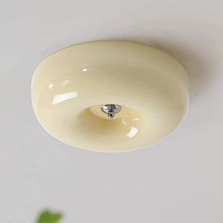 Cream Ceiling Lamp – Round Glass Light with Soft Warm Glow for Bedroom