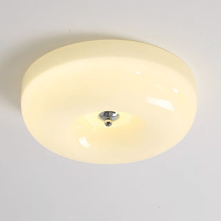 Cream Ceiling Lamp – Round Glass Light with Soft Warm Glow for Bedroom