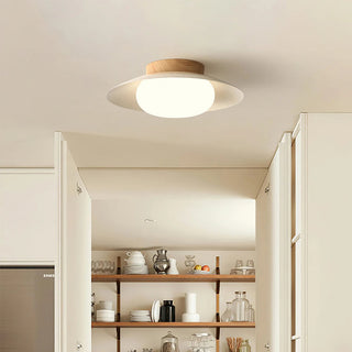 Cream ceiling fixture, round white energy efficient LED light