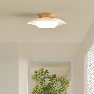 White cream ceiling light, round energy efficient LED pendant