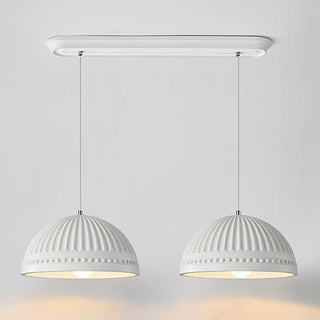 Vintage cream resin pendant from above — adjustable dining lamp