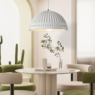 Vintage cream pendant in interior — resin adjustable dining lamp
