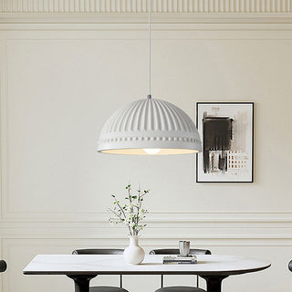 Cream resin vintage pendant light for dining room — adjustable lamp