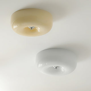 Cream Ceiling Lamp – Round Glass Light with Soft Warm Glow for Bedroom