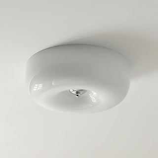 Cream ceiling light installation, smooth glass dome semi-flush mount