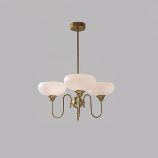 Glass mid century chandelier vintage creamy persimmon pendant