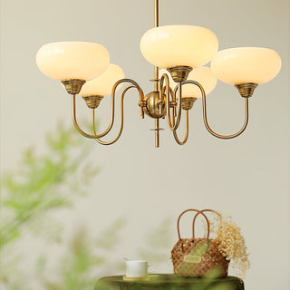 Persimmon glass chandelier vintage creamy mid century pendant