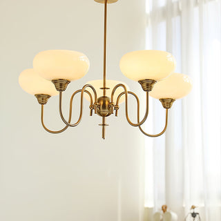 Mid century vintage chandelier creamy glass persimmon ceiling