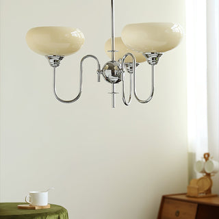 Glass chandelier vintage persimmon creamy mid century pendant